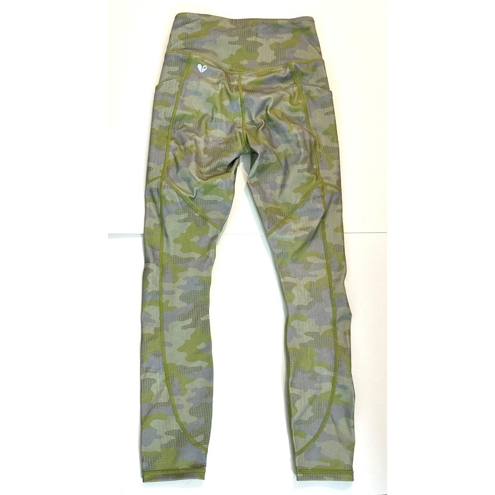 Fabletics Motion 365 Women's Size XS/4 Green Camo High-Waisted 7/8 Side Pockets
